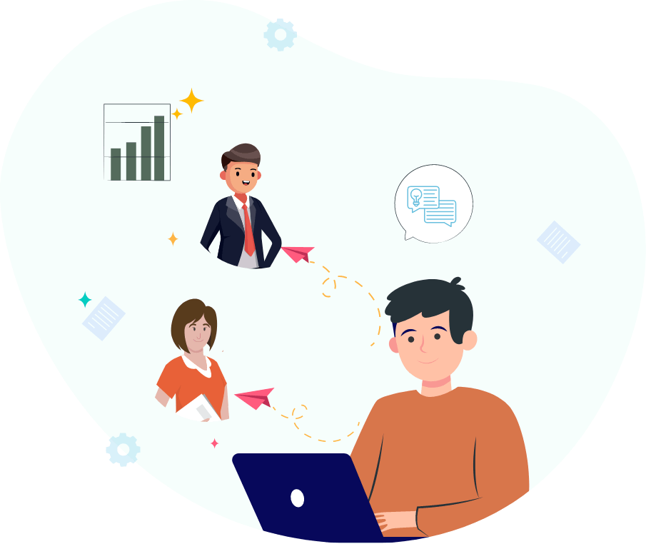 Illustration showing a person working on a laptop with connected teammates and a chart icon, representing live campaign optimization. Text reads “Optimize Your Live Campaign – Coming Soon” with features including real-time campaign health dashboard, backer sentiment analysis, funding trajectory tracking, and AI-suggested updates and stretch goals.