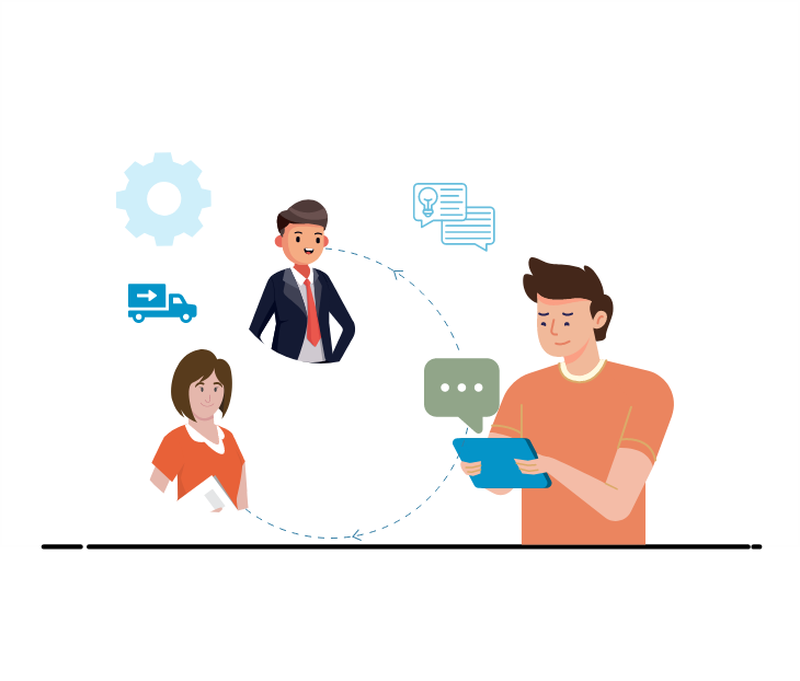 illustration showing creator analyzing backer personas, motivations, and tailored campaign messaging for crowdfunding success.